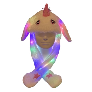 LED kanin hat med hoppeører og multifarvet lys - Enhjørning